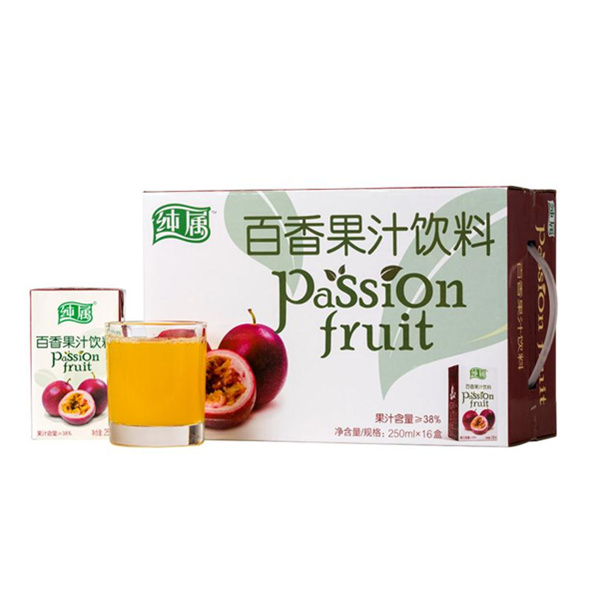 送礼佳品！纯属 百香果汁饮料 250ml*16盒