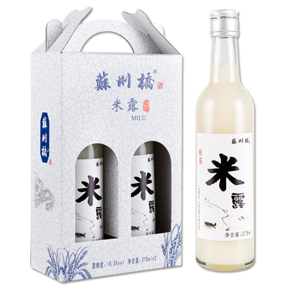 青花礼盒！苏州桥 桂花米露0.5度糯米酒 375ml*2瓶