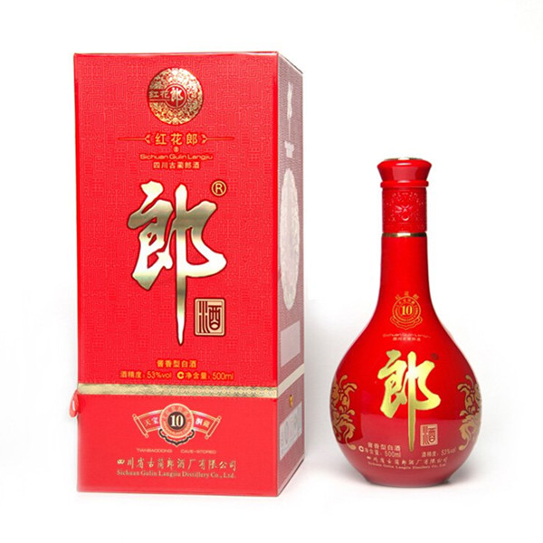 酱香典范！郎酒红花郎十年陈酿酱香型白酒53度500毫升/瓶