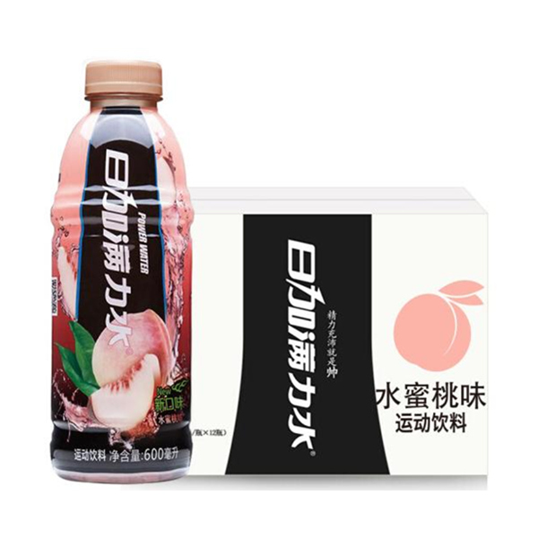 口感清爽！日加满 力水运动饮料 水蜜桃味 600ml*24瓶