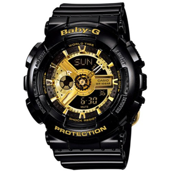 时尚黑金！Casio卡西欧石英女士手表BA-110-1AER