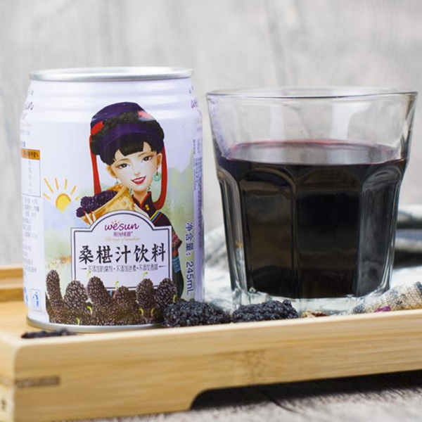 零添加！阳光味道 桑葚汁饮料 245ml*12罐