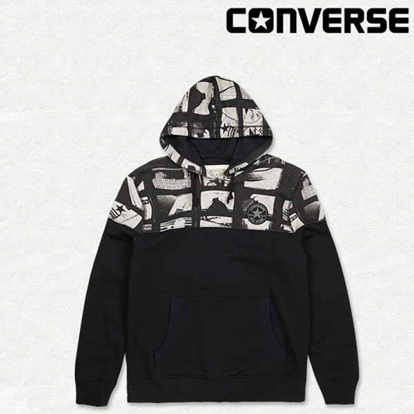 休闲百搭！CONVERSE匡威印花连帽套头衫男款13484C