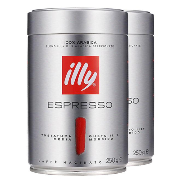 香味纯正！illy 意利 中度烘焙咖啡粉 250g*2罐