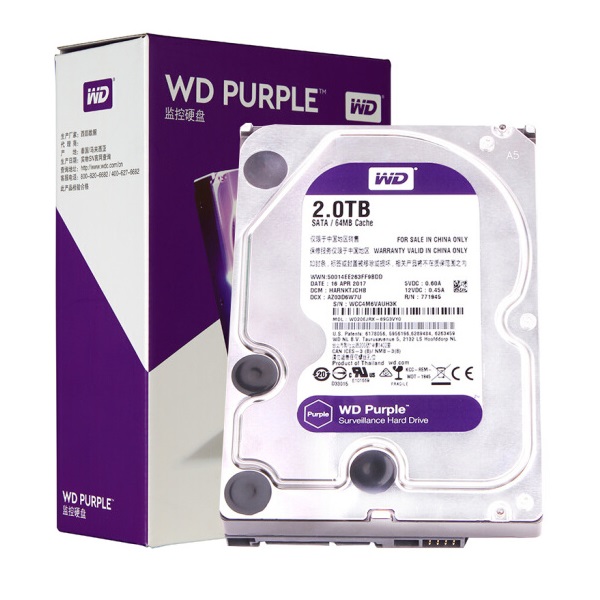 高兼容性！西部数据 紫盘 2TB 64M WD20EJRX