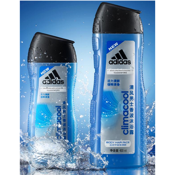 多效合一！阿迪达斯 男式 清风香波沐浴露 400ml+250ml