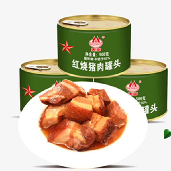 美宁带星军罐红烧猪肉罐头500g*3