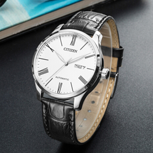 西铁城自动机械皮表带商务男表NH8350-08AB