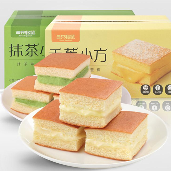 三只松鼠 夹心小方蛋糕 750g