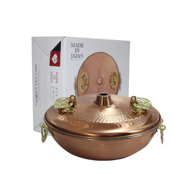 珍珠生活日本进口加厚纯铜制火锅26cm