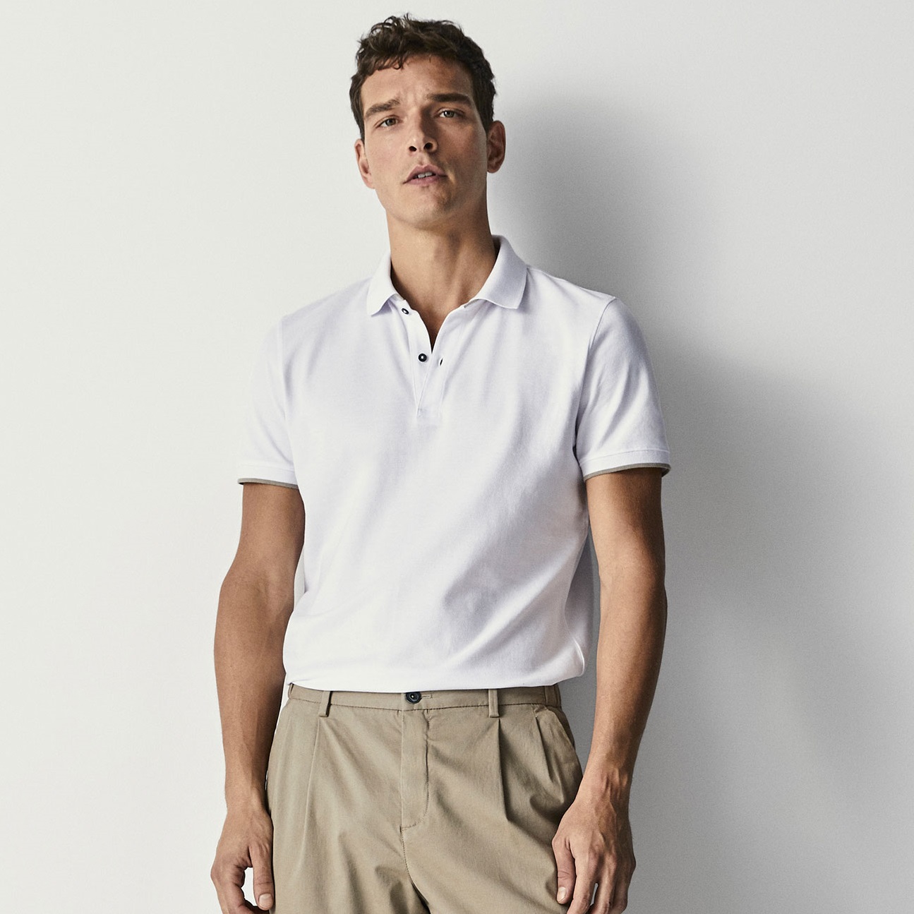 Massimo Dutti 双层领口设计全棉POLO衫