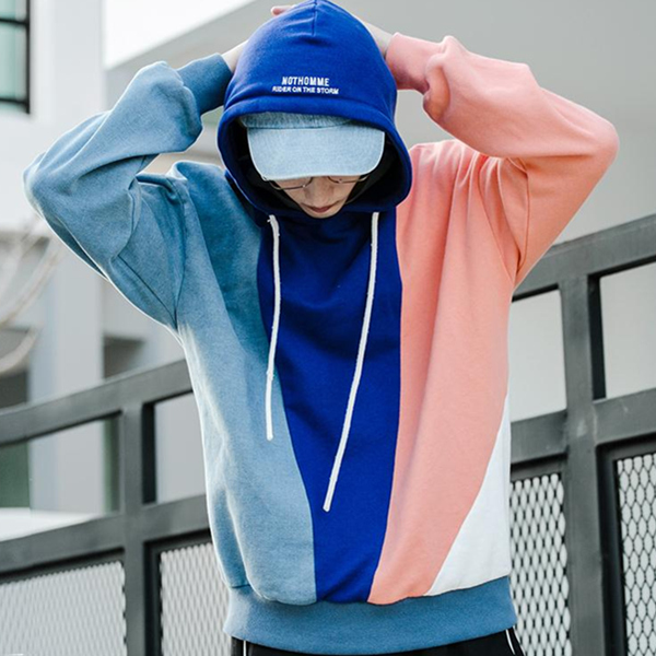NOTHOMME 男式 撞色宽松版连帽卫衣