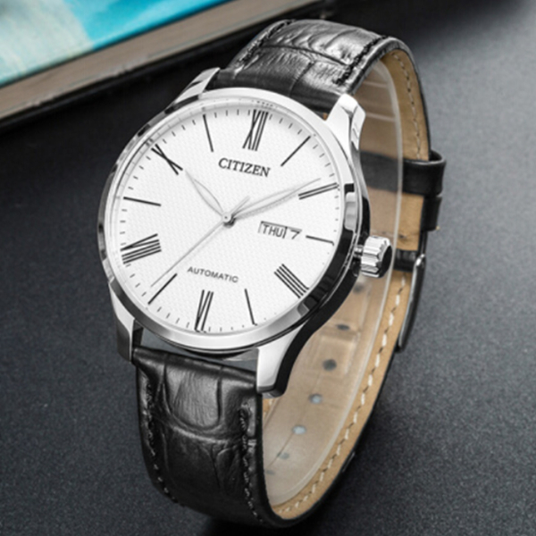 西铁城自动机械皮表带商务男表NH8350-08AB