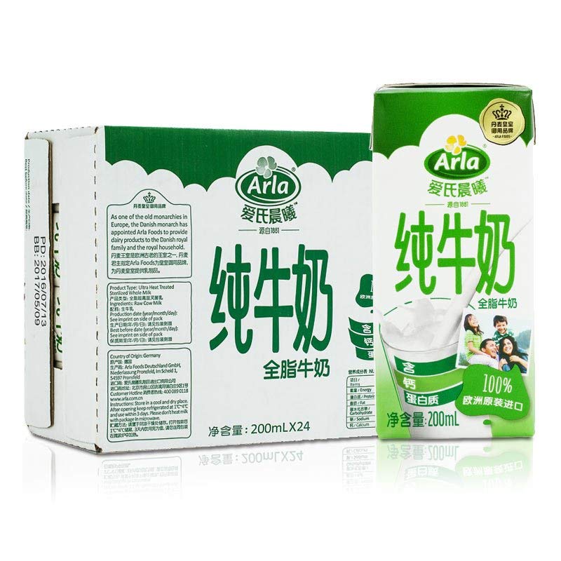 爱氏晨曦全脂纯牛奶 200ml*24