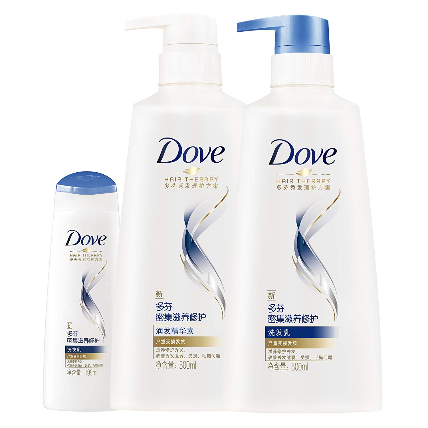 多芬 密集滋养修护洗发乳500ml+195ml+精华素500ml
