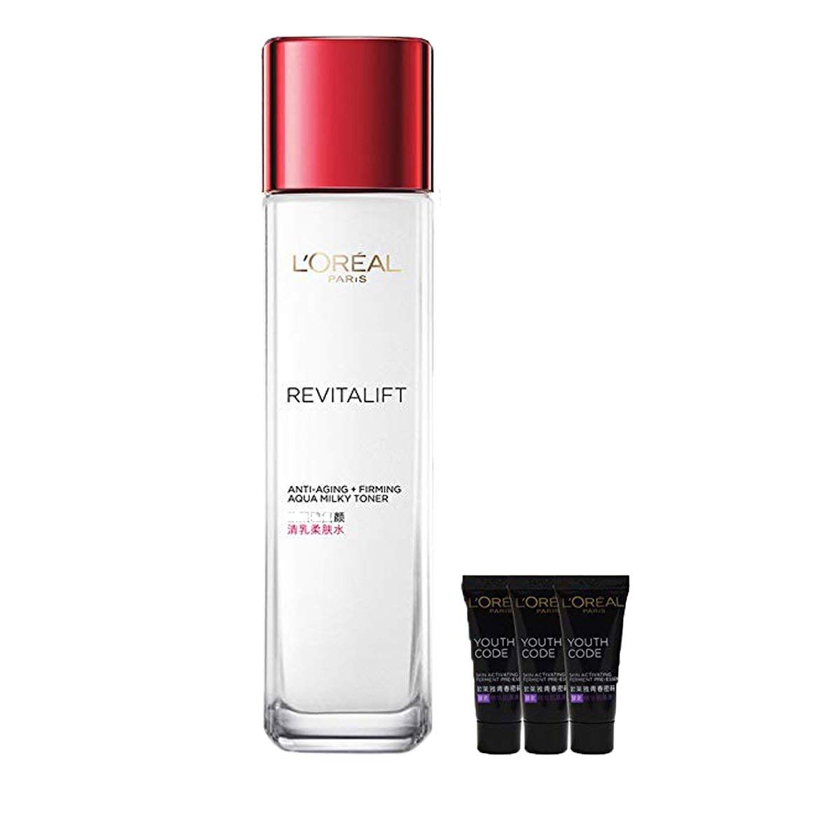 欧莱雅 复颜清乳柔肤水130ml+酵素精华肌底液小样5ml*3