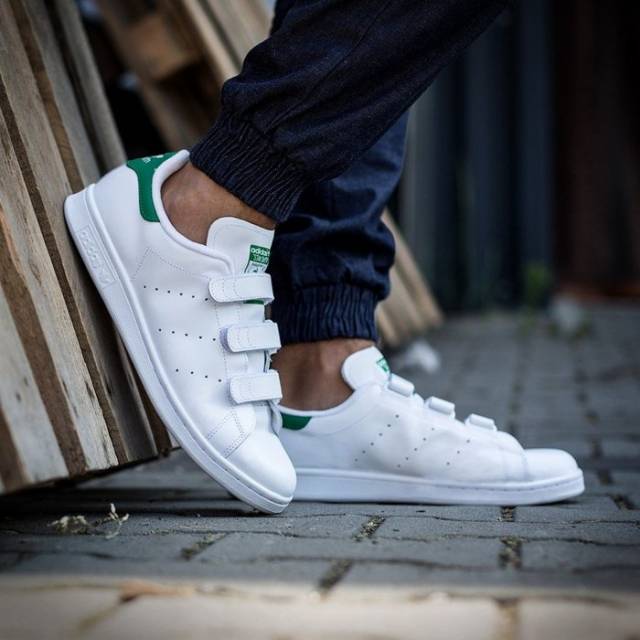 adidas Stan Smith 魔术贴 白/绿尾