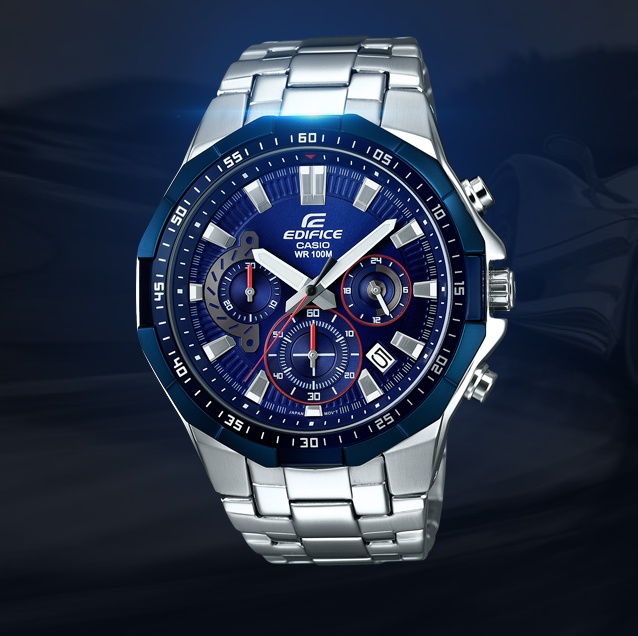 卡西欧casio男赛车钢带休闲石英手表