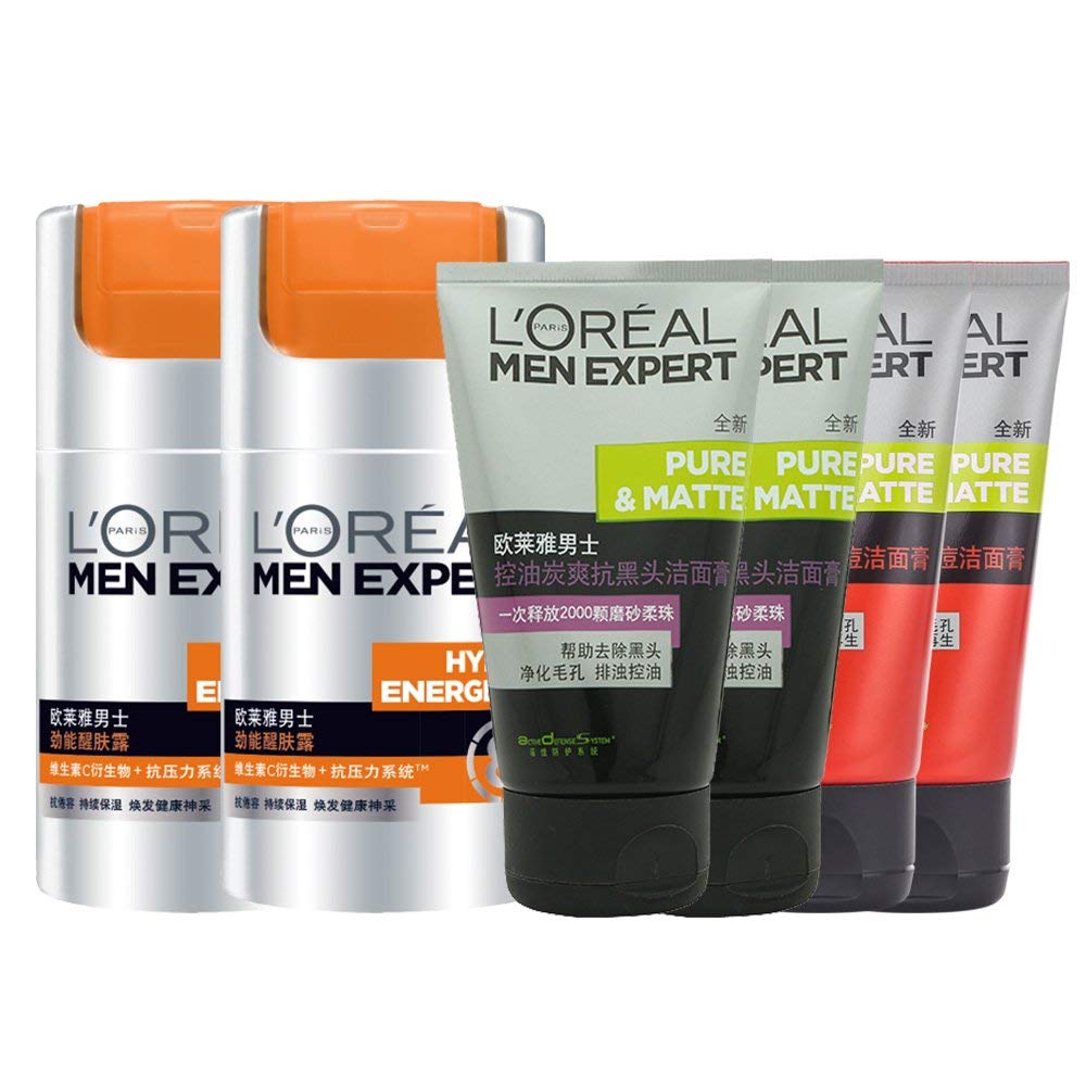 欧莱雅 男士劲能醒肤露50ml*2+洁面膏50ml*4