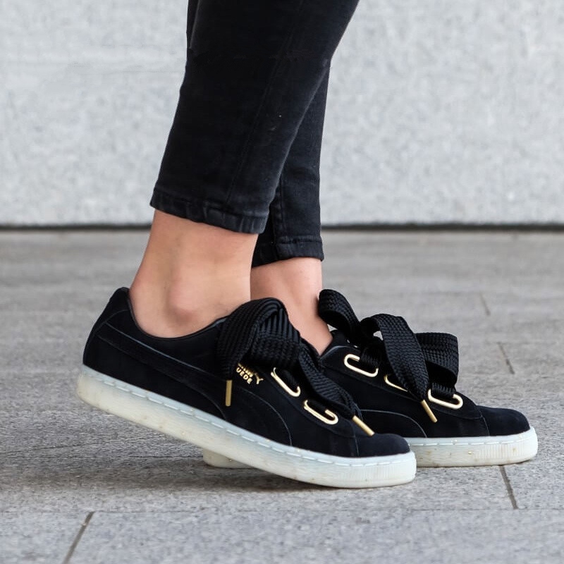 Puma Suede Heart 黑白缎带