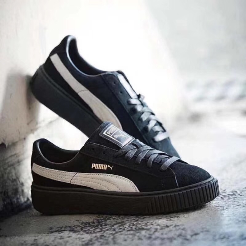 Puma Suede Platform  黑白金标/黑底