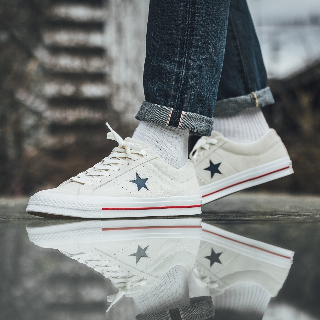 Converse One Star  灰红色