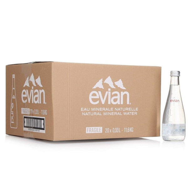 Evian依云天然矿泉水玻璃瓶整箱装330ml*20(法国进口)