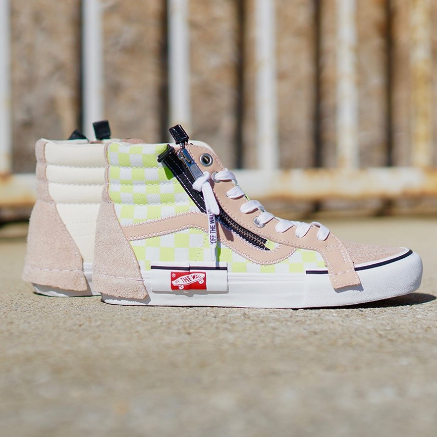 Vans SK8-Hi 黄白棋盘格/粉色