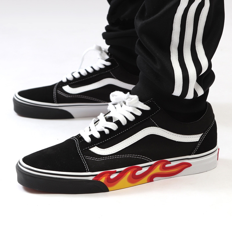 Vans Old Skool 黑白火焰