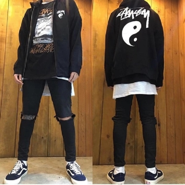 Stussy Stock 阴阳太极加绒连帽卫衣帽衫