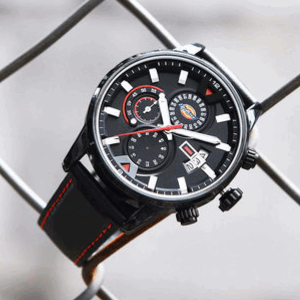 Dickies 石英表三圈计时防水皮带手表