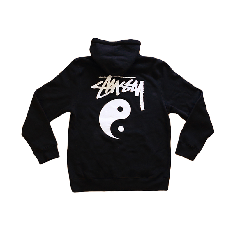 Stussy 阴阳太极加绒连帽卫衣帽衫  橙