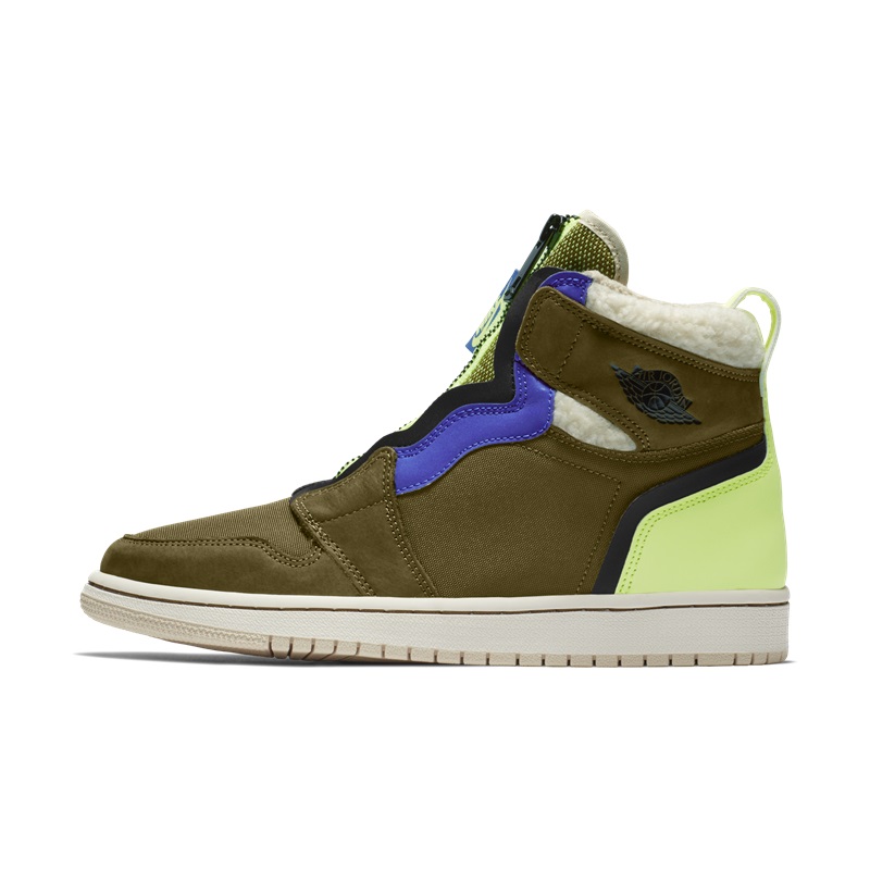 Air Jordan 1 Olive Flak 拼色毛绒麂皮拉链