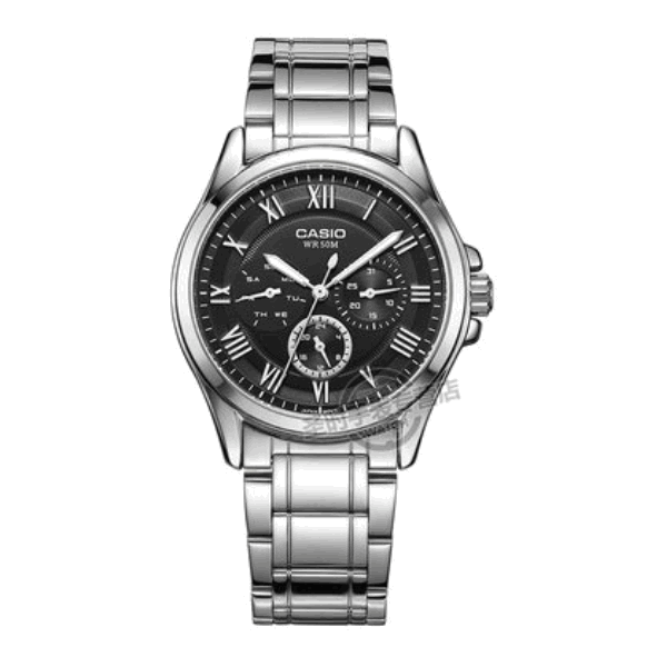 Casio/卡西欧 大众指针系列 商务三眼钢带男表