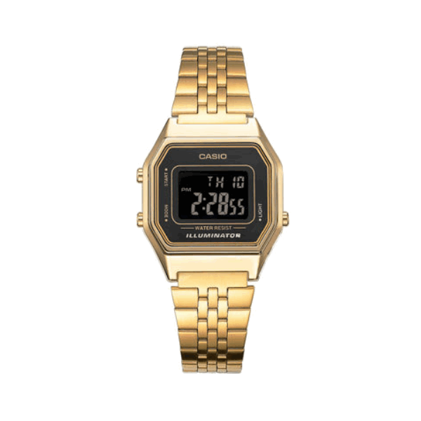 卡西欧casio 电子复古金色学生方形表