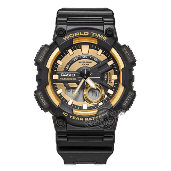 Casio/卡西欧 Sport运动系列 指针太阳能黑金手表