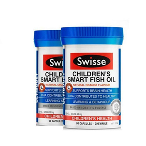 SWISSE儿童益智鱼油咀嚼胶囊90粒/瓶*2