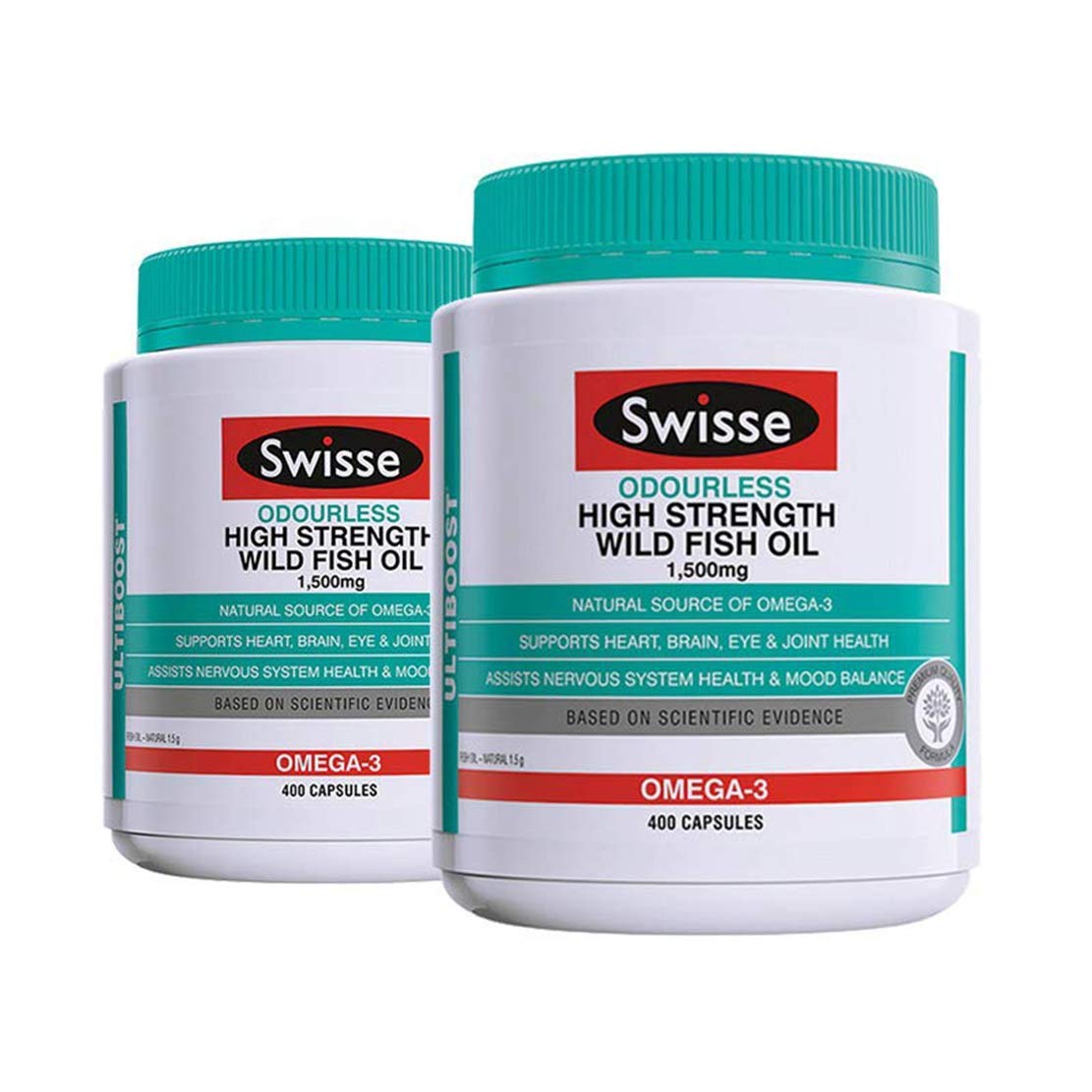 SWISSE 无腥味深海鱼油胶囊1500mg 400粒/瓶2瓶装