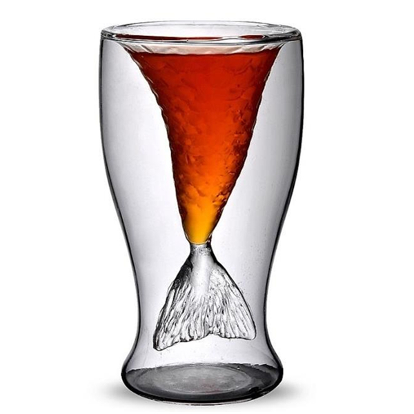 创意美人鱼双层玻璃杯