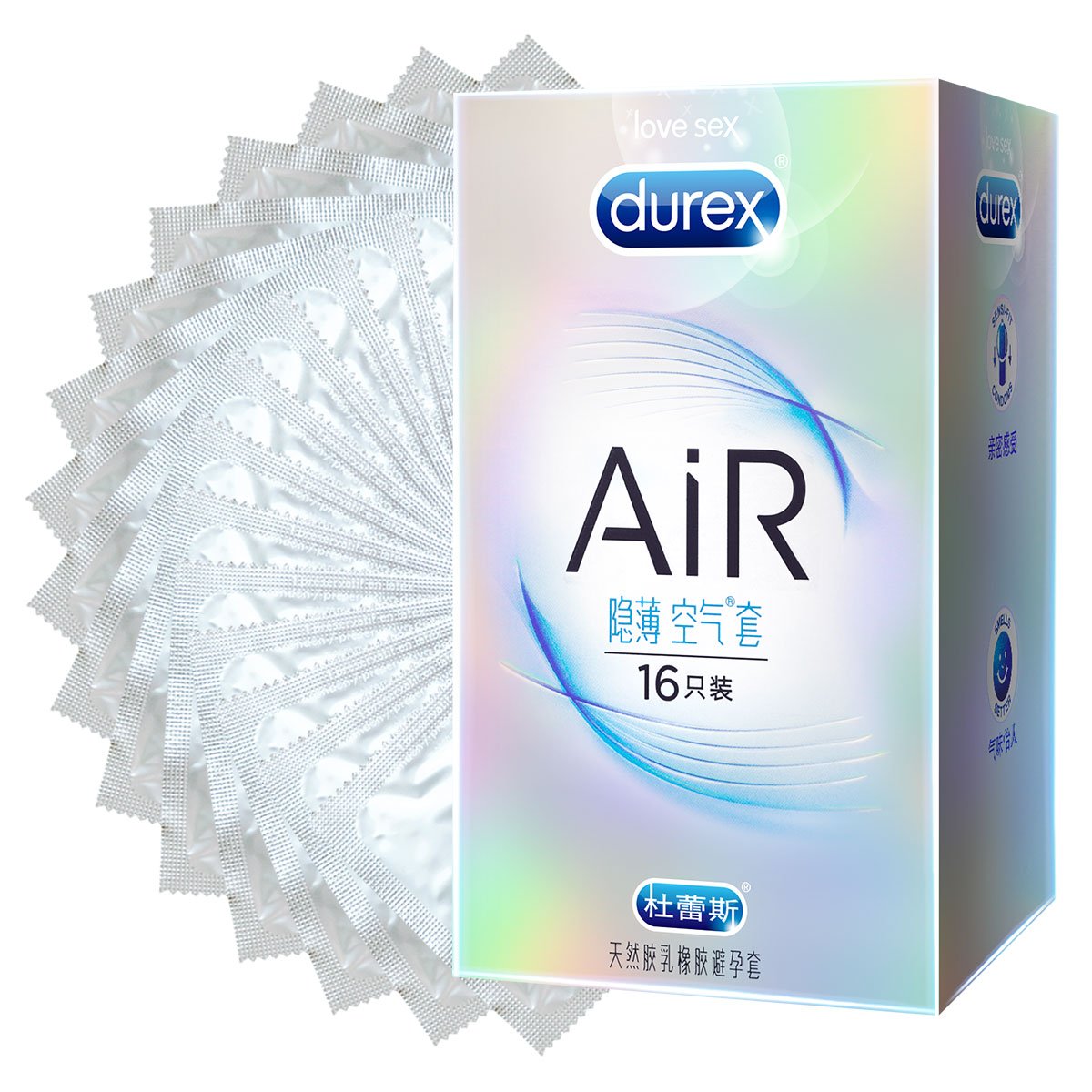 Durex 杜蕾斯 避孕套 超薄 男用 AiR 至薄幻隐装16只