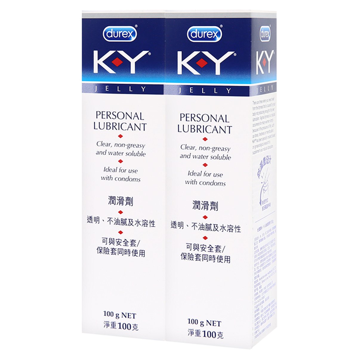 杜蕾斯 润滑液 润滑油 K-Y人体润滑剂100g*2