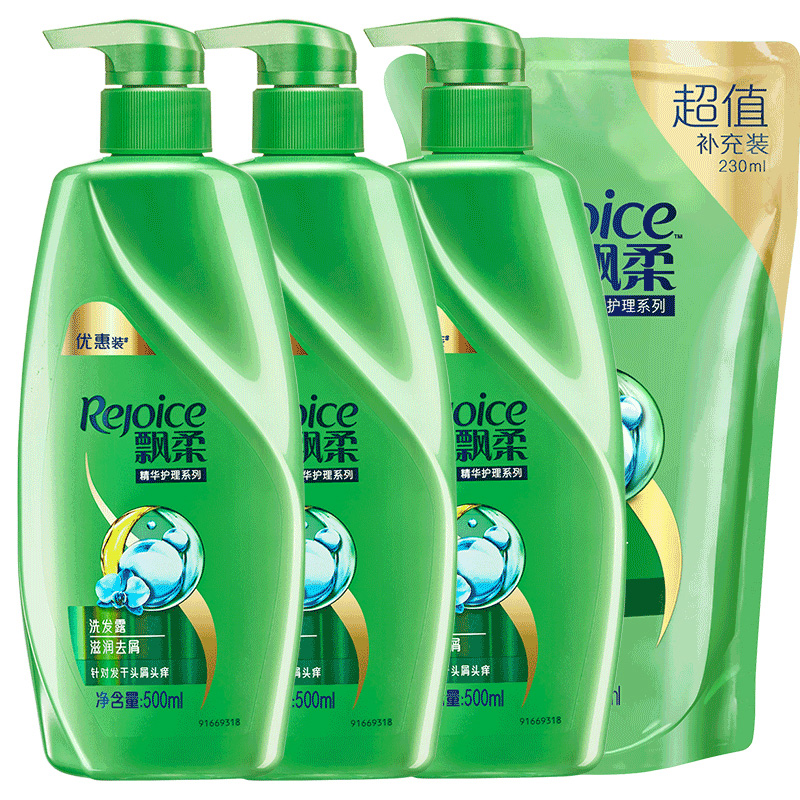 飘柔 滋润去屑洗发水(500ml*3+补充装230ml)*2