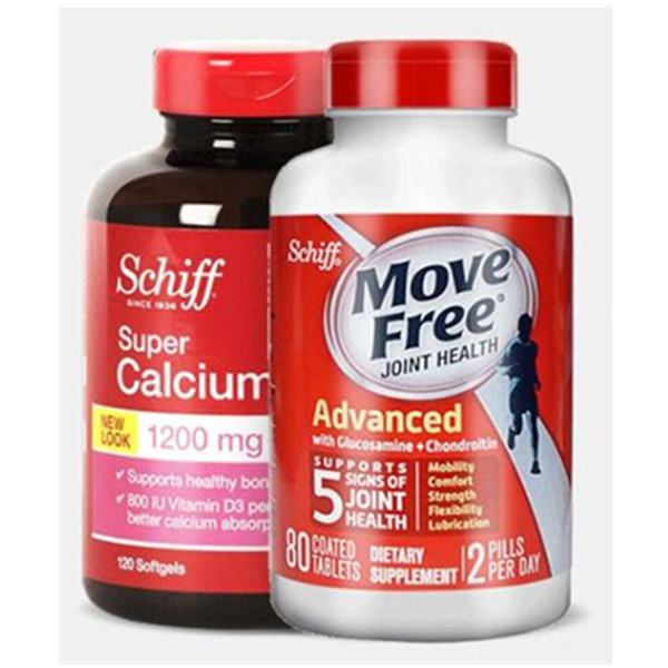Schiff 维骨力红盒基础80粒+液体VD钙120粒