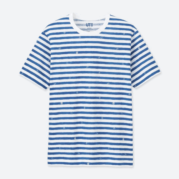 优衣库UNIQLO DPJ纯棉条纹印花T恤(短袖)