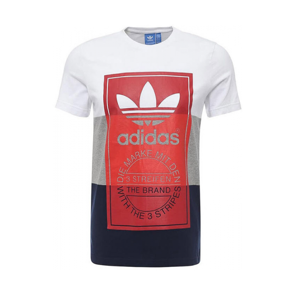 adidas 男款休闲运动T恤 BQ3136  红