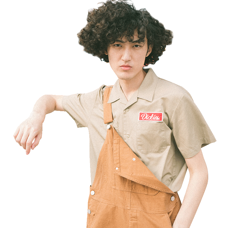 Dickies 男士短袖衬衫工装字母贴布绣口袋设计