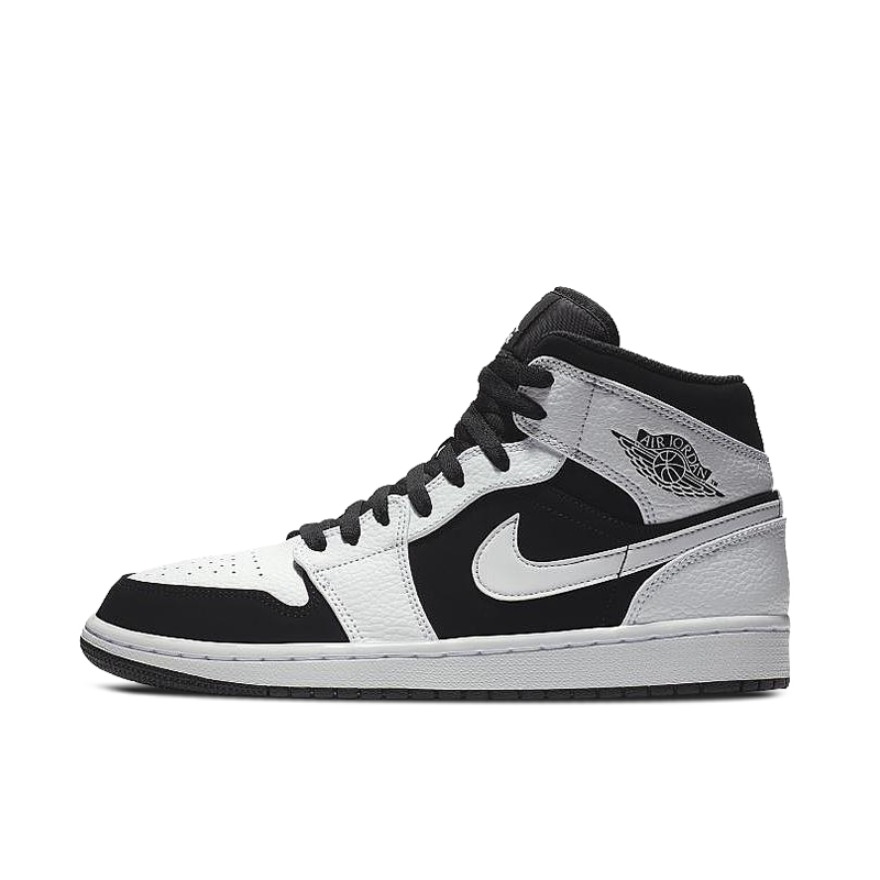 Air Jordan 1 Mid White Black 黑白熊猫/荔枝皮Mid