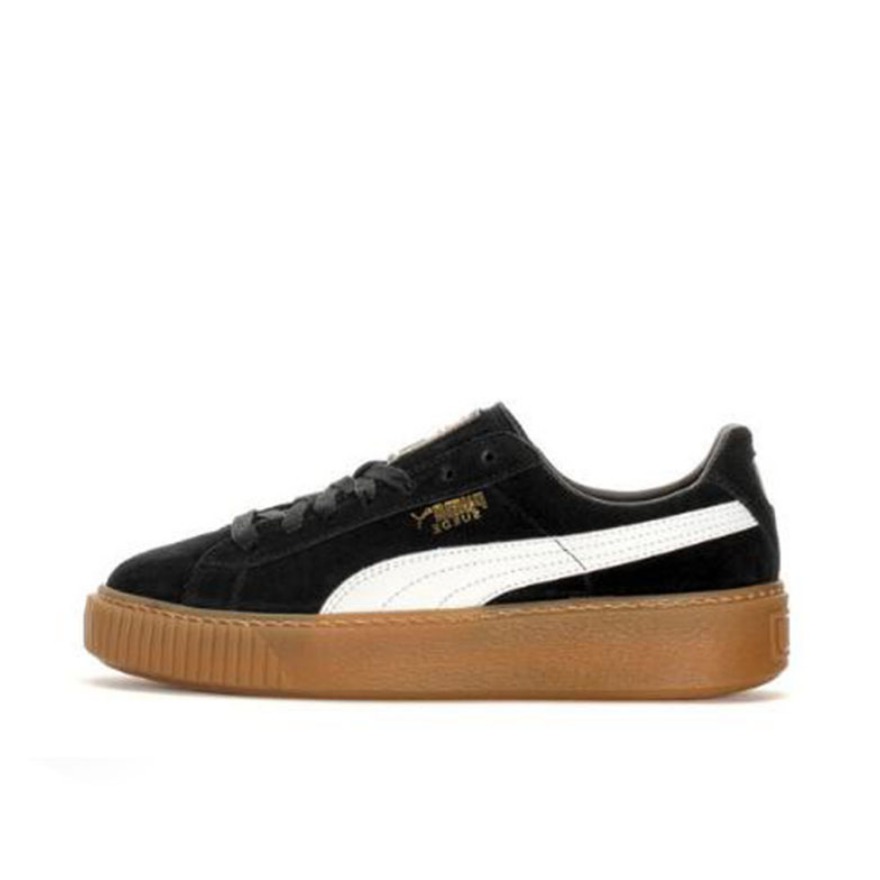 Puma Suede Platform 黑白金标/生胶底