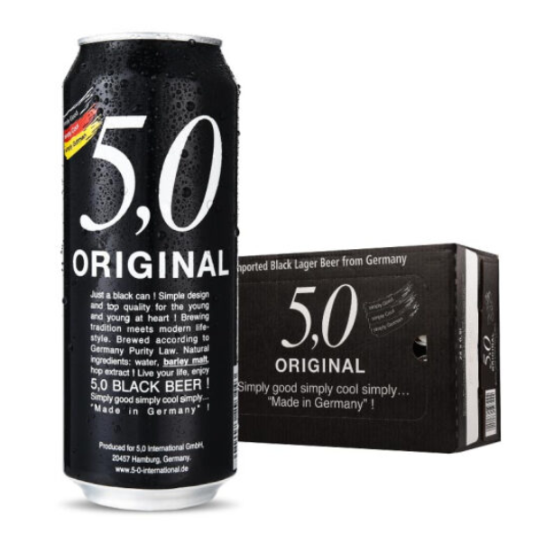 奥丁格5.0系列德国进口黑啤酒500mL*24听