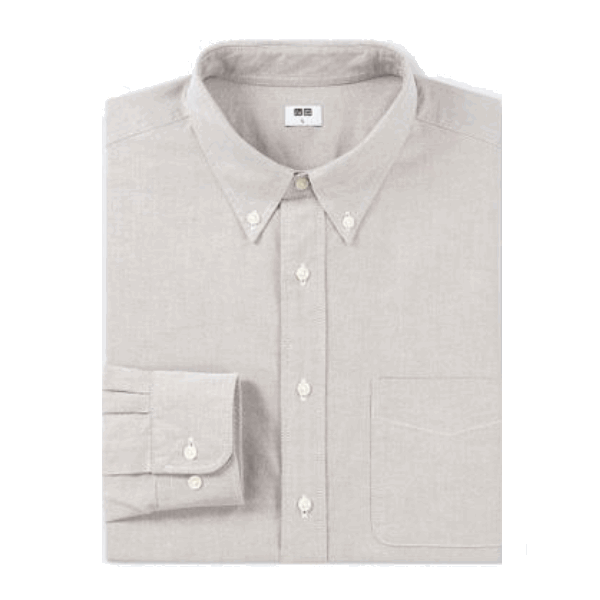 优衣库UNIQLO 牛津纺纯色时尚衬衫(长袖)